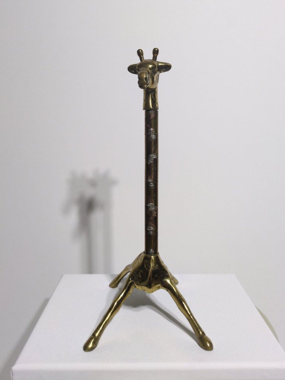 Brass Gold Tone Giraffe Statue Standing Decor Aged Tarnished 11 Inch MCM